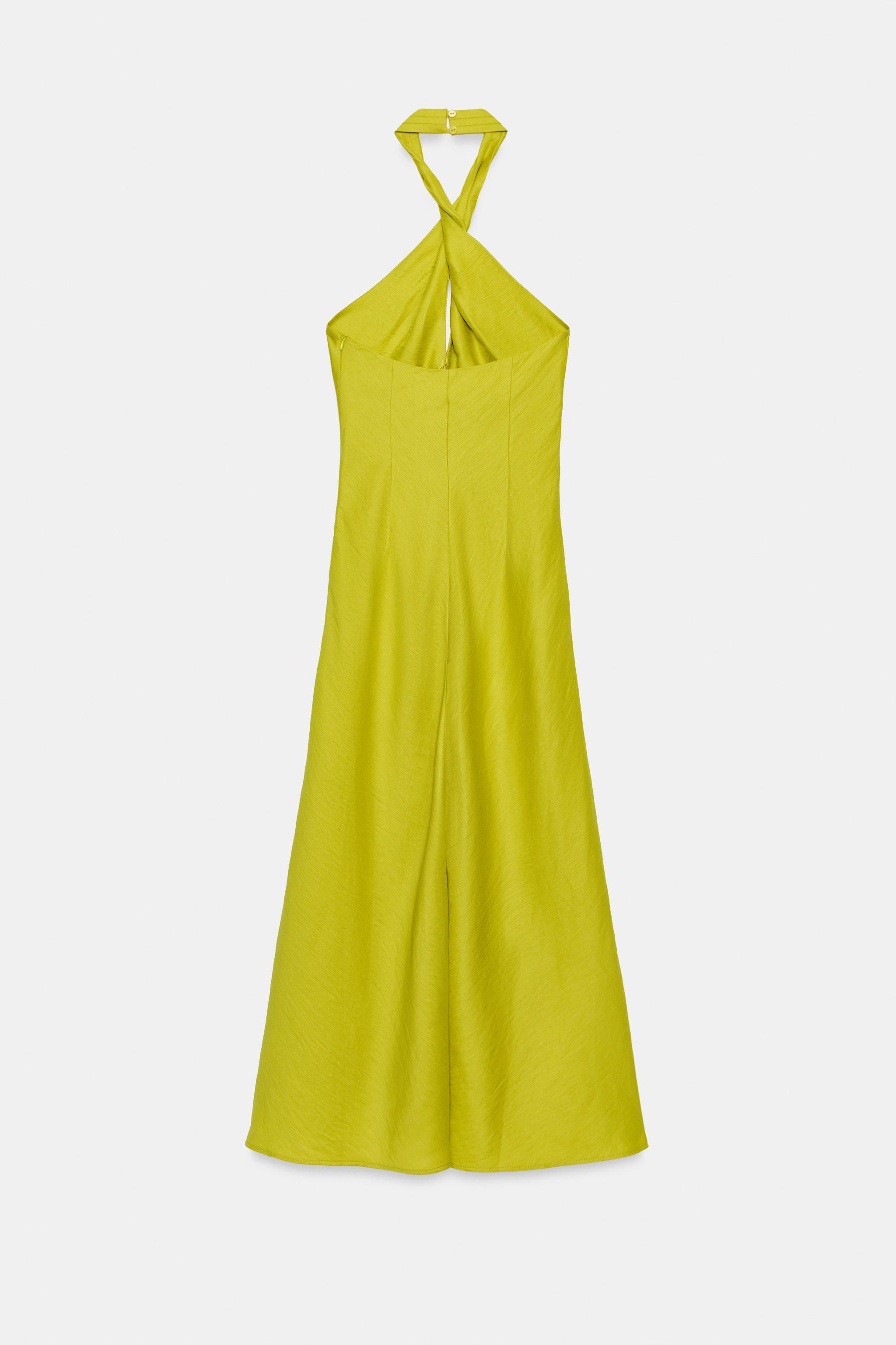 LINEN WRAP HALTER MIDI DRESS